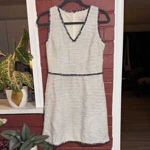 LOFT White and Blue Tweed Mini Dress